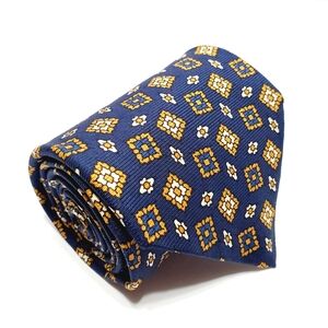 Brooks Brothers Maker Necktie Blue Geometric Pattern Men's Silk Neck Tie